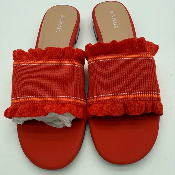 Vivaia Floria Round Toe Slide Sandals Old Money Orange Knit Breathable Comfort 9 - Picture 4 of 9
